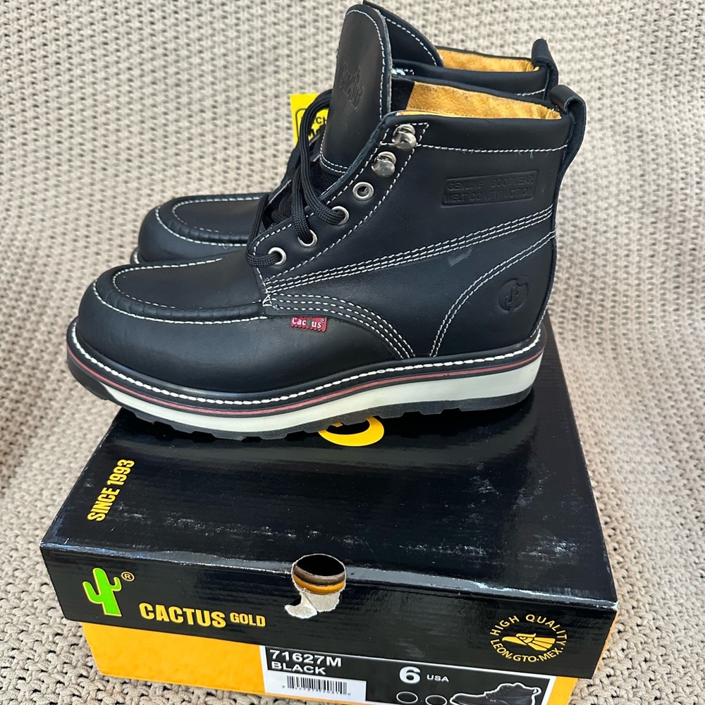 CACTUS FOOTWEAR WORK BOOT 71627M BLACK FIT FOR COMFORT Size 6 MEN'S New